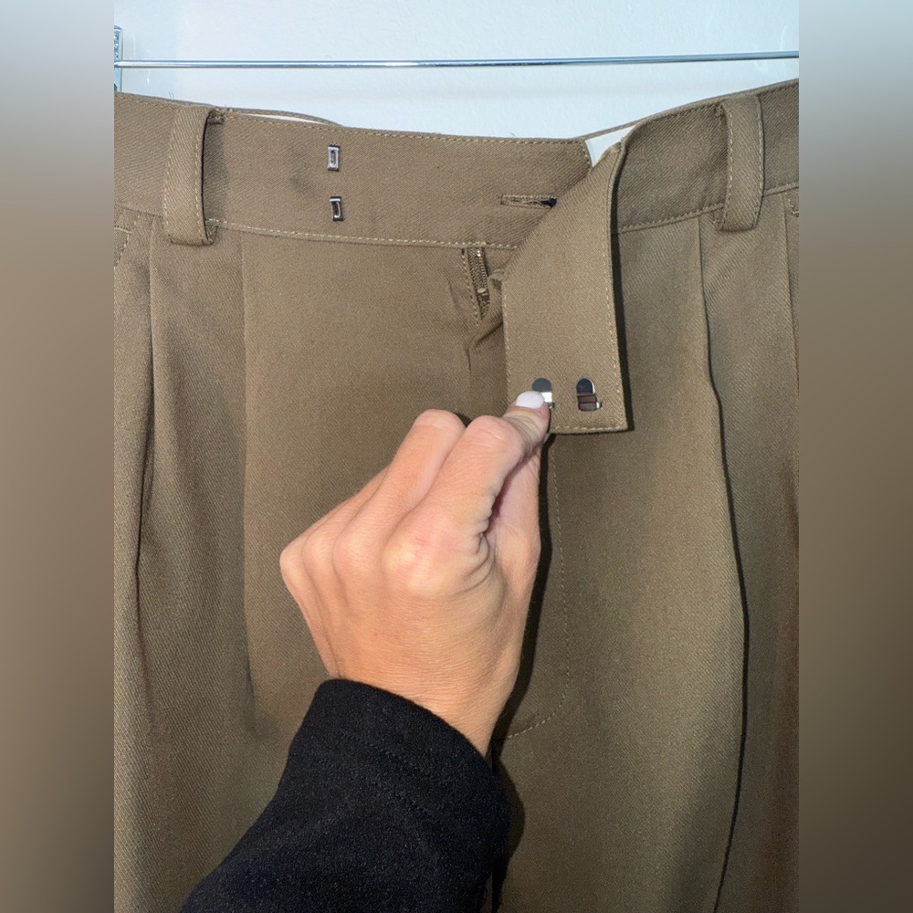 Zara Olive Wide-Leg Trousers - Picture 3 of 4